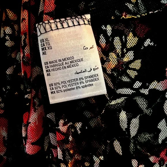 INC International Concepts Floral-Print Mock-Neck Ruched Mesh Dress Size XL - Picture 8 of 16